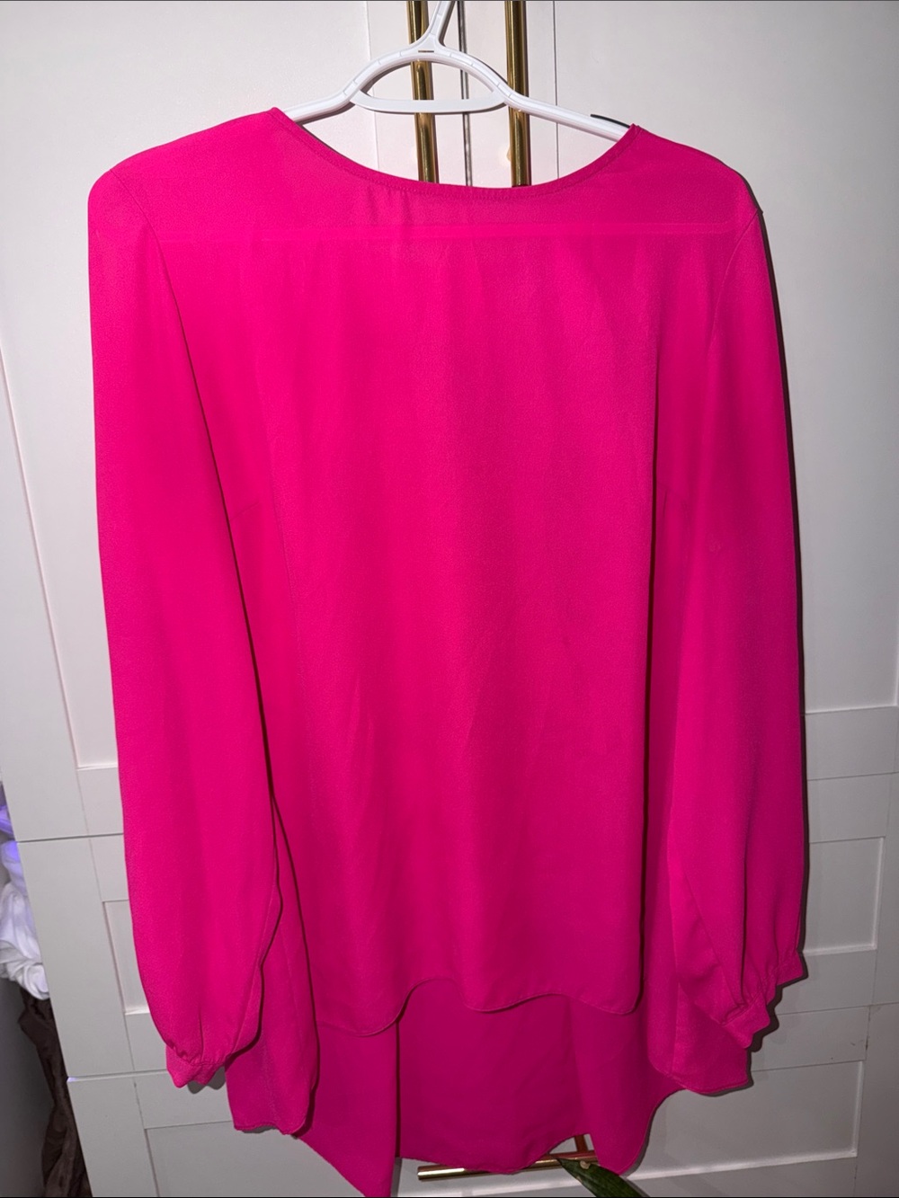 Bright Pink Women's Long Sleeve Blouse